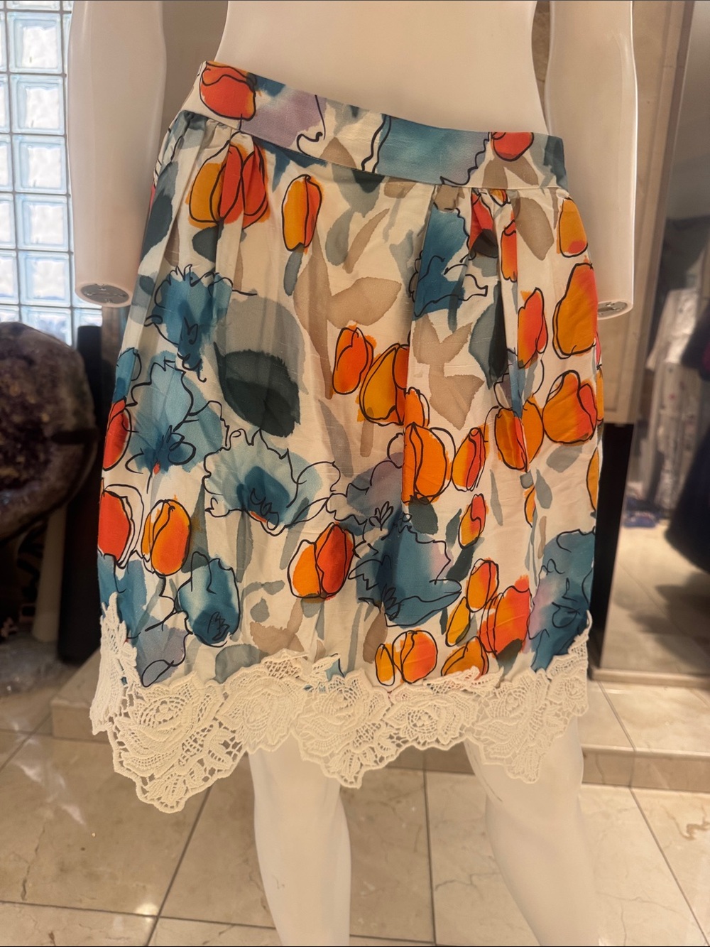 Dolce & Gabbana Silk Lace Floral Skirt